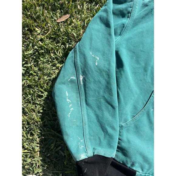 Vintage Carhartt J04 AQU Aqua Quilt Lined Hooded Jacket Mens Size XL USA HTF - Picture 5 of 12